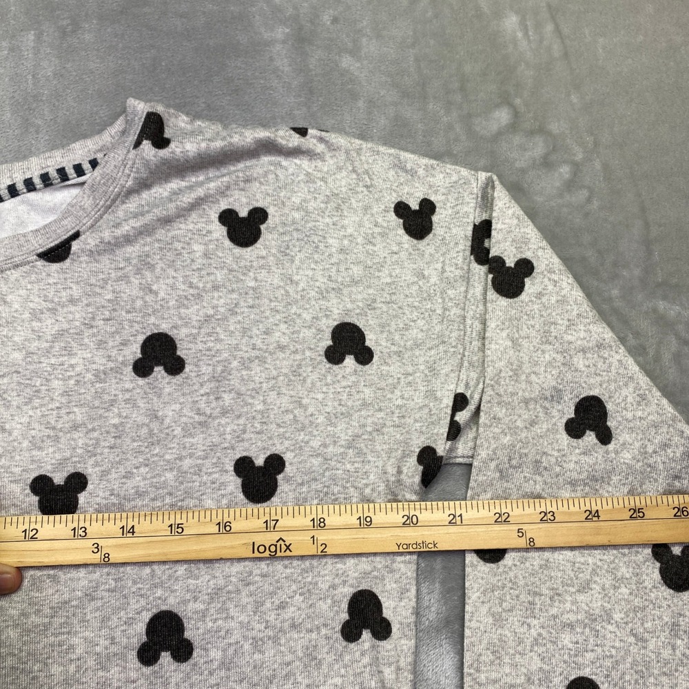Disney Mickey Mouse Pajama‎ Set Gray Long Sleeve Top Pants Women's Medium - Picture 6 of 16